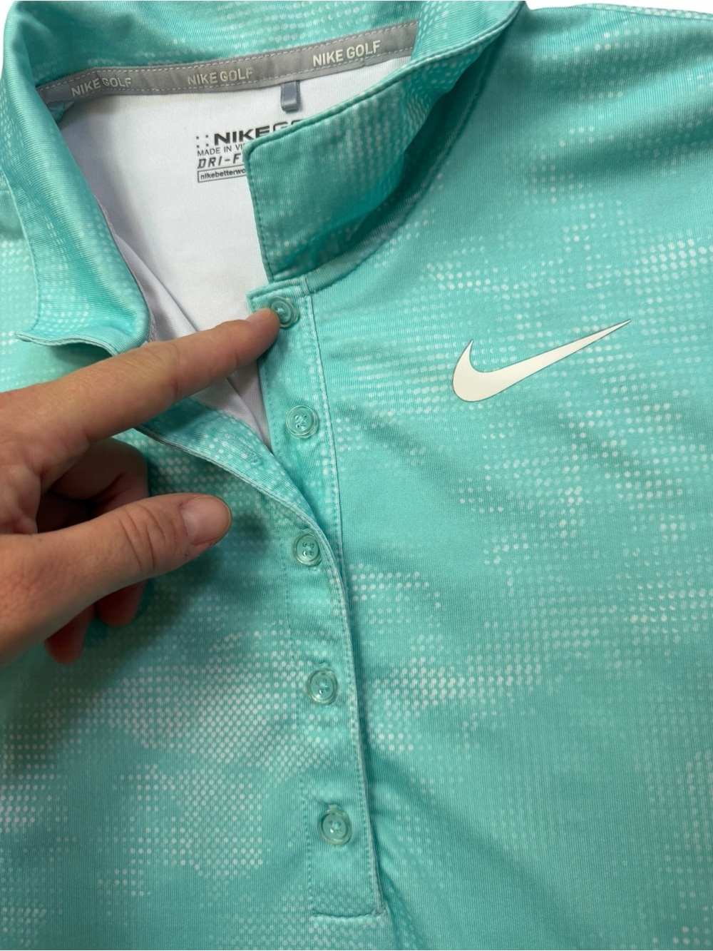 Nike Golf Dri-FIT Women's XS Turquoise Blue White Short Sleeve Polo Shirt - Picture 4 of 7